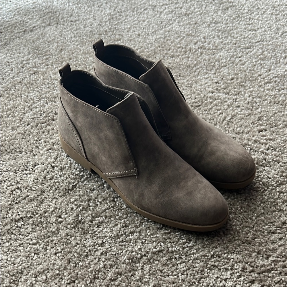 Indigo Gray Ankle Boots with Elastic Panels